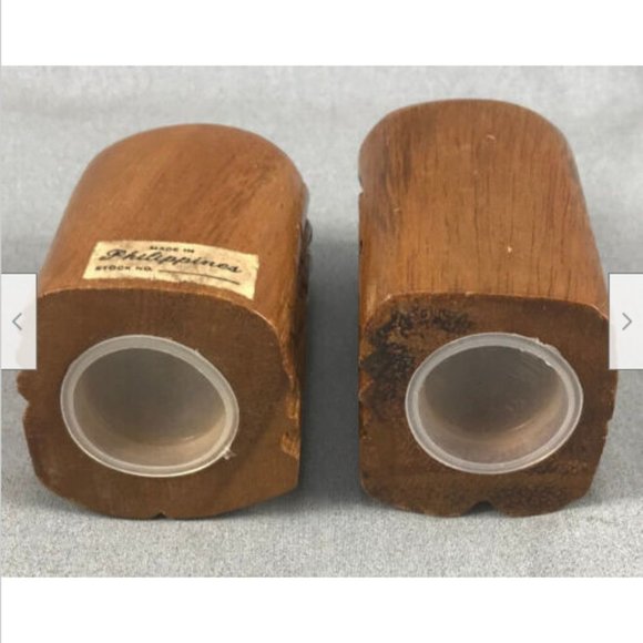 Set of 2 Vintage Carved Solid Wood Tiki Salt & Pepper Shakers Luau Hawai Bar 3" - Picture 3 of 6